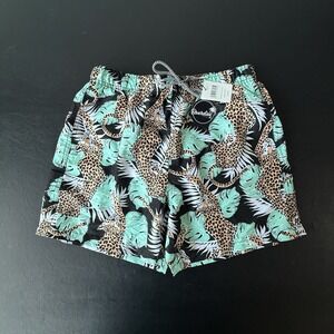Boardies Swimming Trunks Tropical Jungle Cheetah Print Size S Black Green Orange
